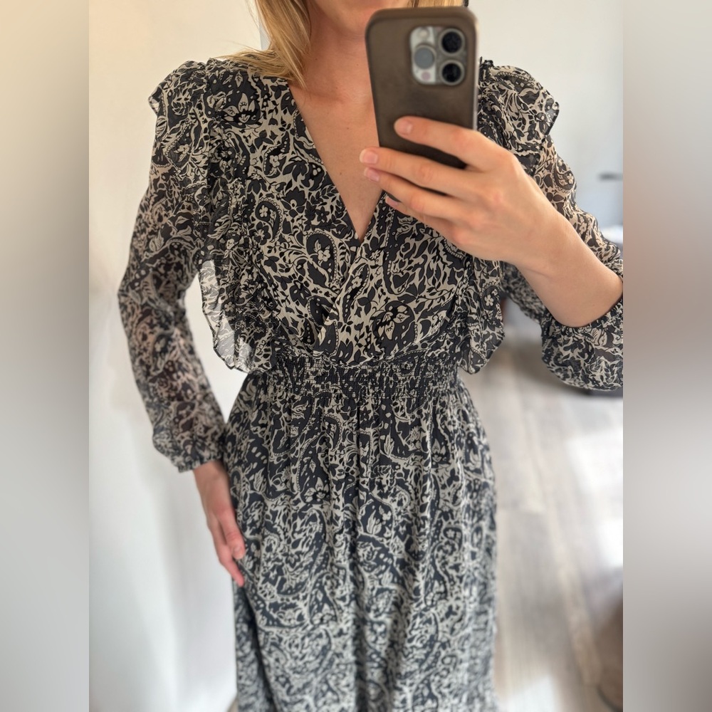 New MANGO Ruffled Midi Dress Size 4